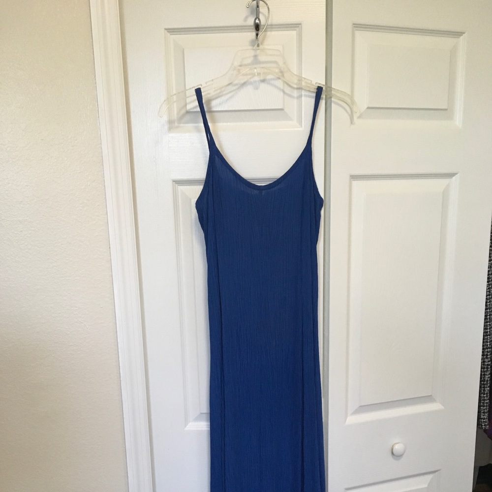 Gauze/crepe type spaghetti strap summer dress.